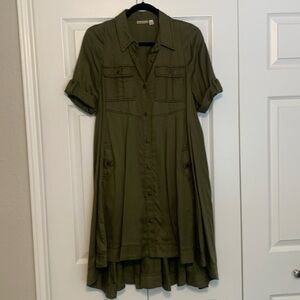 Anthropologie button up green dress